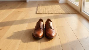 新しい靴を履いて一歩を踏み出すシーン