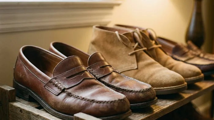 レザー素材や色落ちに注意が必要な靴のイラスト