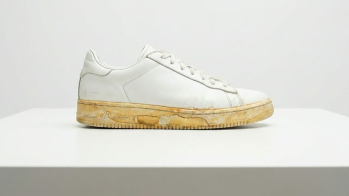 酸化して黄ばんだゴムソールの拡大画像