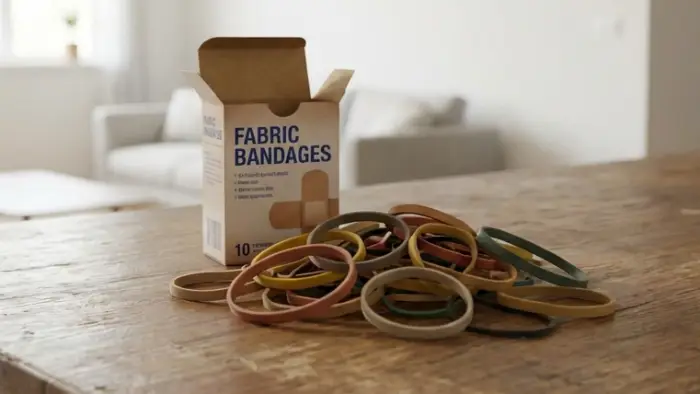 ガムテープ代用品の絆創膏と輪ゴム