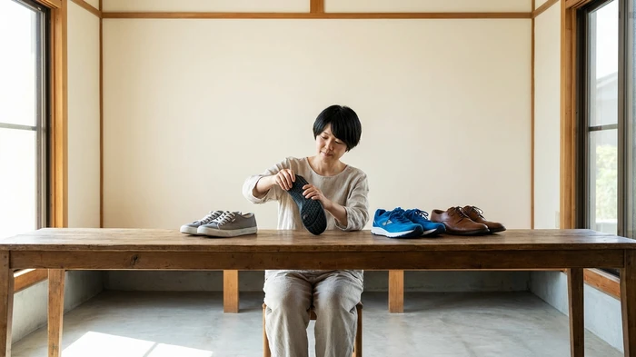 様々なデザインのベアフットシューズが並んでいる様子。
タウンユースからスポーツ用までの多様性を示す画像。
