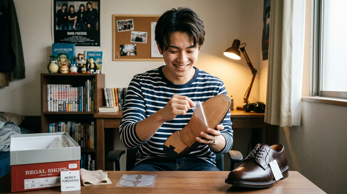 新しい靴を買って嬉しそうな女性