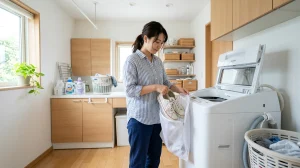 洗濯機で靴を洗う方法を解説するイメージ